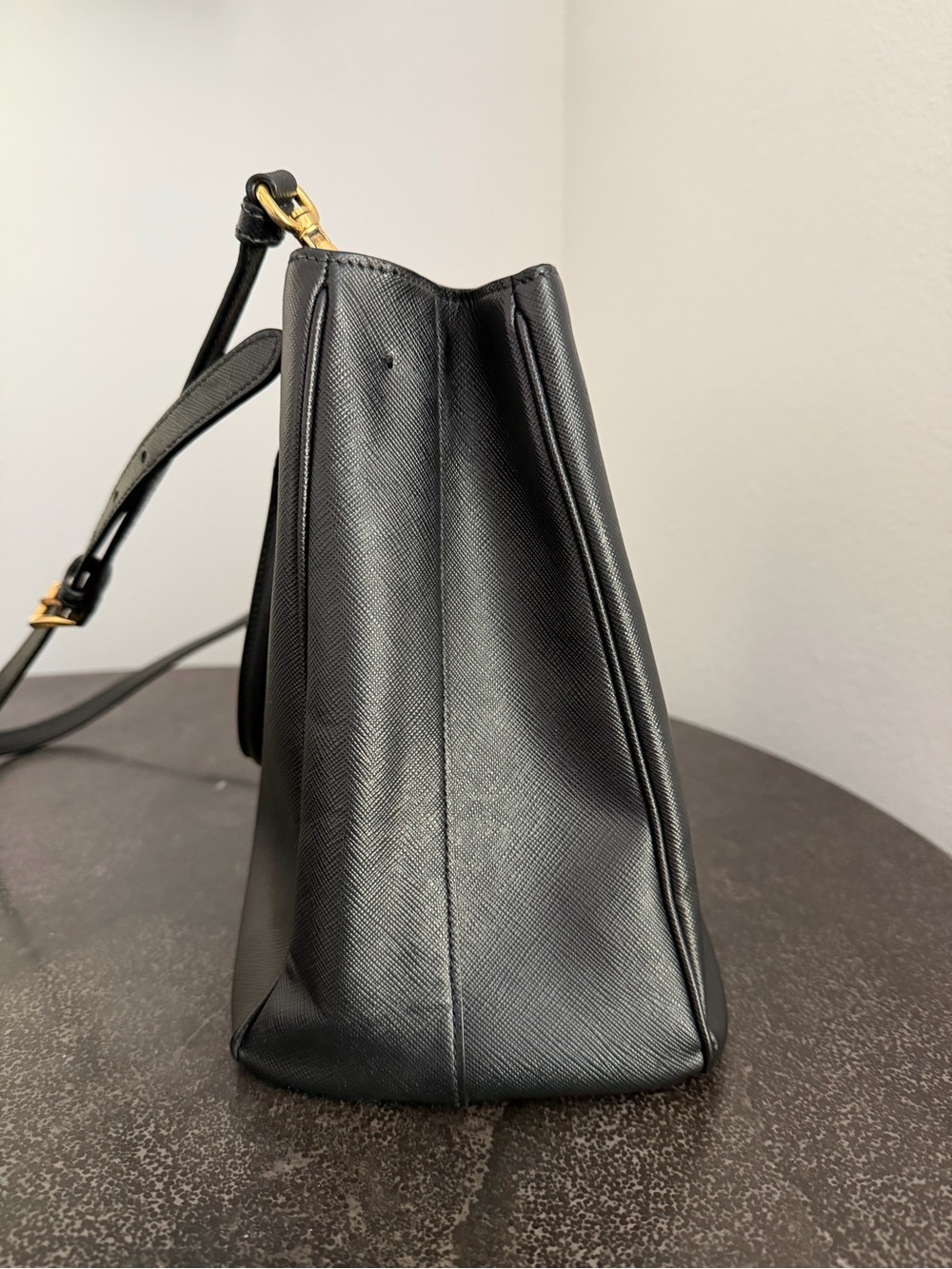 Prada Black Saffiano Leather Killer Bag with Gold Hardware - Pre-Loved - Picture 4 of 15